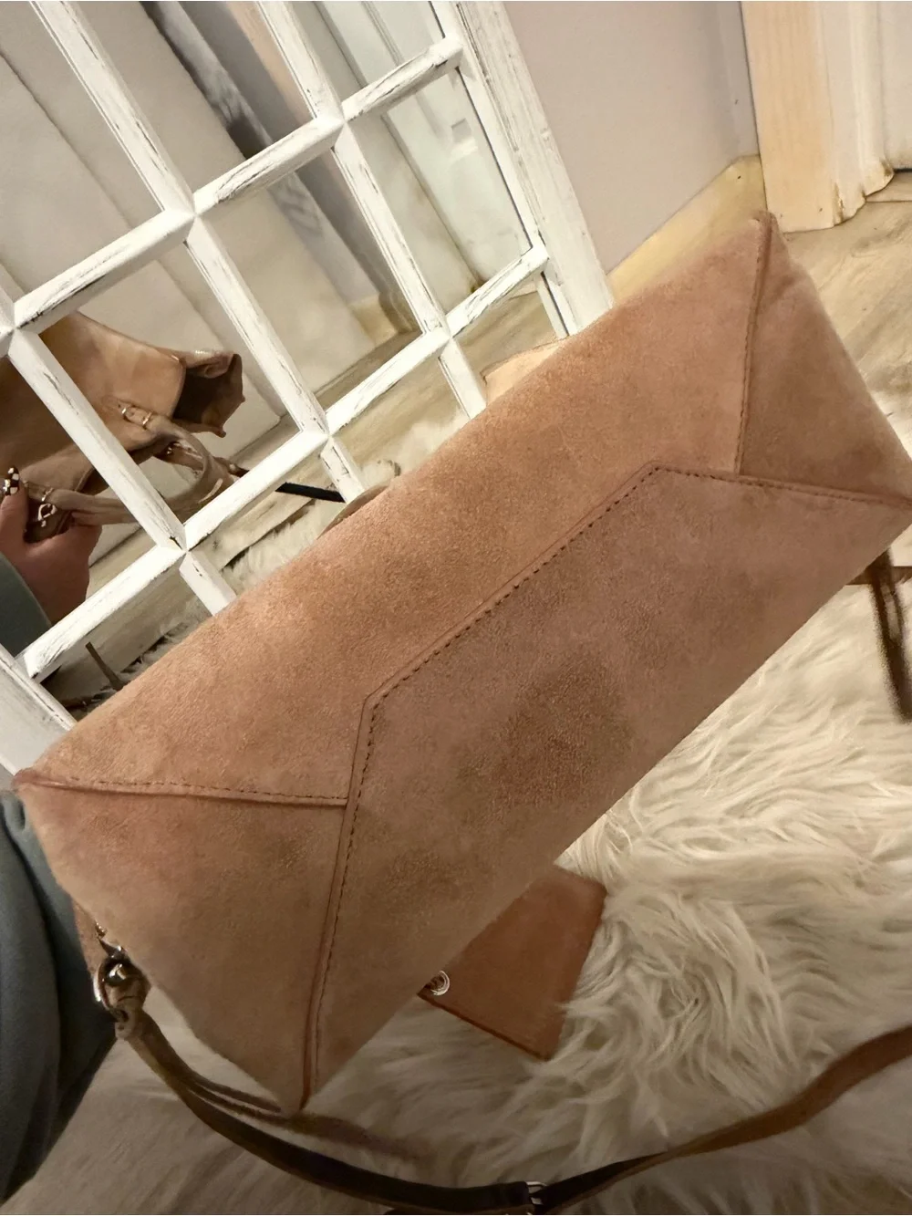 Balenciaga mini papier city bag suedeTote Satchel in Light Beige pink